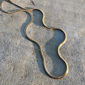 3mm Herringbone Necklace, Gold Herringbone Choker, 18K Gold Snake Chain Necklace, Chain Necklaces