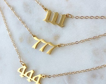 18K Gold Plated Stainless Steel Angel Number Necklace, Spiritual Positive Energy Jewelry