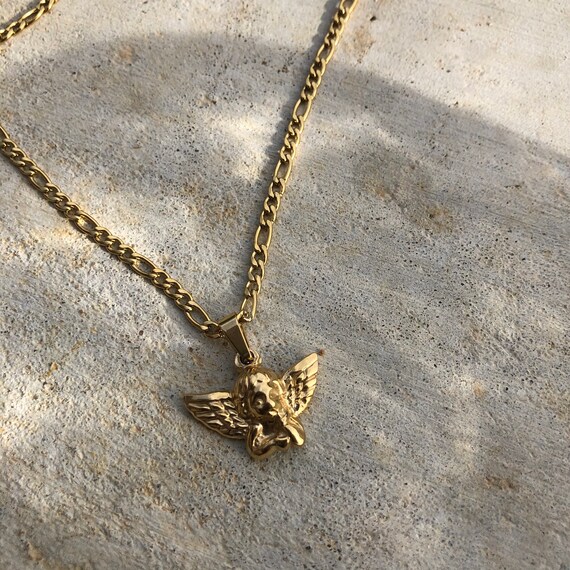ARIEL 18K Gold Cherub Angel Necklace 