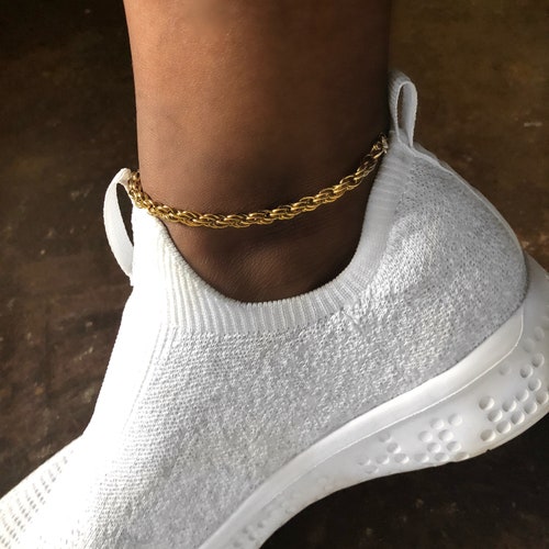 Gold Ankle Bracelets 18K Herringbone Chain Anklet Stainless Etsy