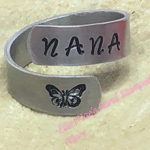 Nana ring ~ Hand stamped ~ Aluminum wrap ring ~ Valentine's day gift for nana