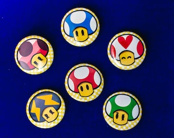 Paper Mario's Shrooms Button Set