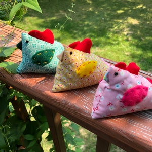 Chicken Pin Cushion or Bean Bag - Handmade - Weighted - adorable gift, sewing accessory, juggling toy, etc.