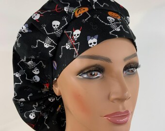 Gorro quirúrgico de esqueleto de Halloween con cierre de palanca