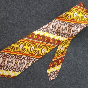 Vintage Multi-Color Necktie Geometric Designs Disco Psychedelic 1970&#39;s