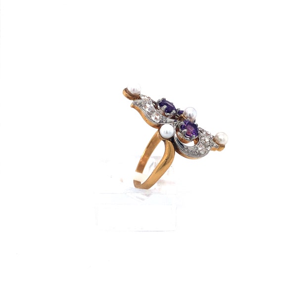 Victorian Amethyst, Pearl and Diamond Ring - image 3