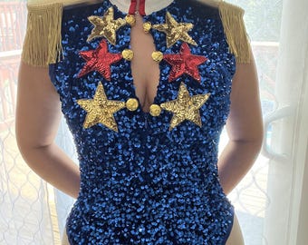 PREMADE Blue Sequin Leotard Chappell Roan, Hot To Go Inspired