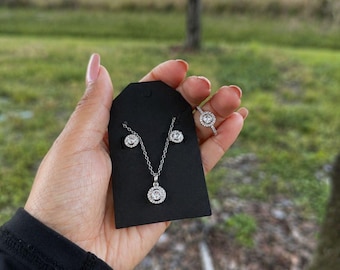 Zirconia Set of Necklace, Earrings & Ring by Xiobella