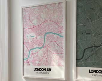 London Map Print, City Poster, Minimalist Street Art Map, Coordinates Wall Prints, Home Decor