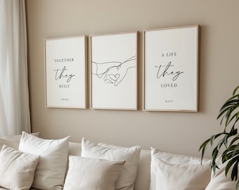 Trio Set of 3 Bedroom Print, Set of Three Wall Art for Living Room, Set of 3 Prints for Bedroom - Minimalist Line Art Prints - Fine Line Art