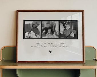 Personalised Family Photo Print for Dad, Modern Fathers Day Wall Art, Custom Daddy Gift
