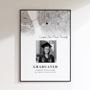 Afstudeercadeau kaartafdruk - gepersonaliseerde uni afstudeerfoto aandenken, aangepaste kaart cadeau voor afgestudeerde, voor hem, haar, vriend - cadeau met foto