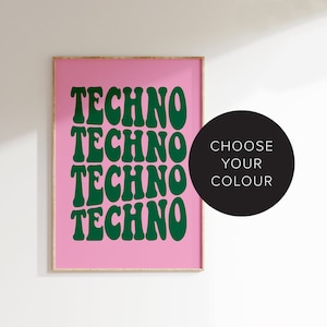 Techno Art Print - 90&#39;s Wall Art - House Music Prints - Rave Posters - Techno Wall Art - Dance House Trance Music Poster - Music Wall Art