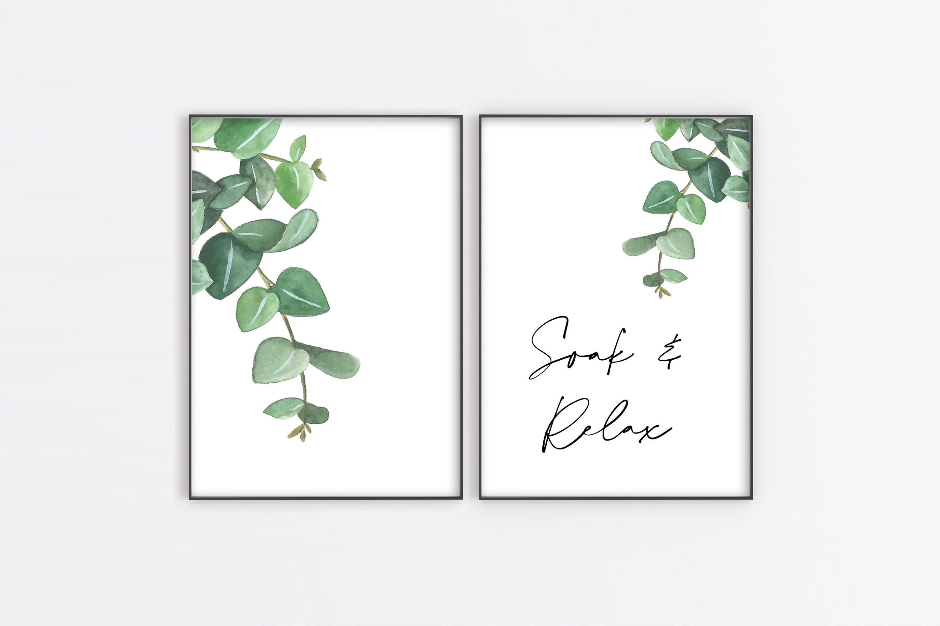 Botanical Bathroom Prints Wall Art Set of 2 Prints | Etsy