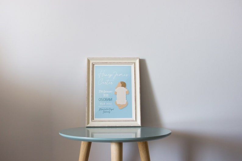 New Baby Gift Personalised New Baby Print Christening Gift Birth Details Print Birth Stats Nursery Decor Wall Art New Baby Boy Gift