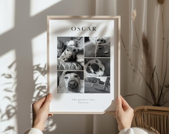 Dog Memorial Photo Collage Print, Personalised Pet Remembrance Gift, Custom Dog Loss Wall Art