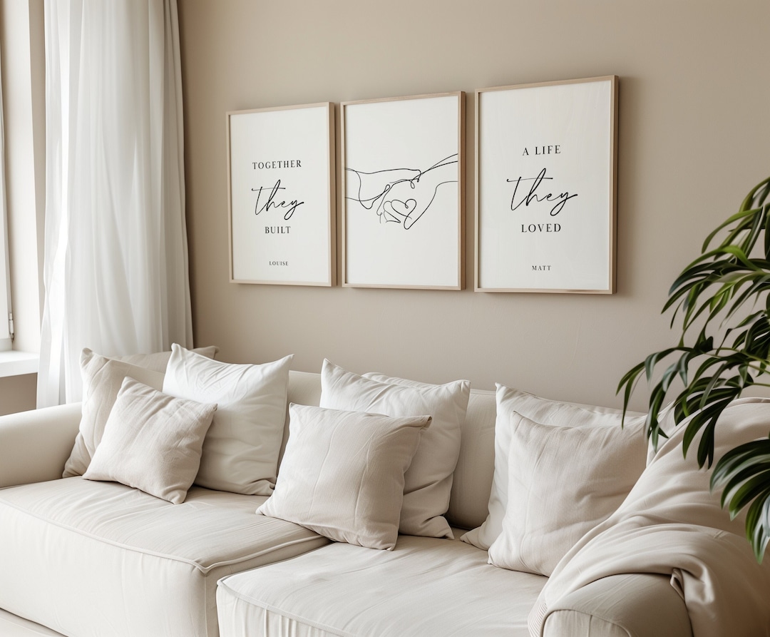 Trio Set of 3 Bedroom Print, Set of Three Wall Art for Living Room, Set ...