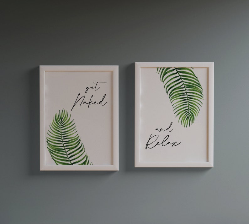 Botanical Bathroom Wall Art Prints Set of 2 Prints Tropical | Etsy UK