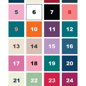 Puede incluir: Una carta de colores con 28 colores diferentes, numerados del 1 al 28. Los colores est&aacute;n dispuestos en una cuadr&iacute;cula de 7 filas y 4 columnas.