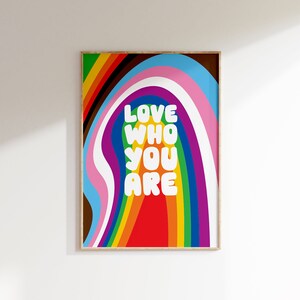 Love Who You Are Print, LGBTQ+ Pride Poster Prints, Pride Flag Prints, LGBTQ Pride Art, LGBTQ Wall Art, Gay Pride Print