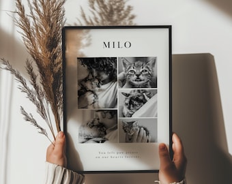Regalo conmemorativo para gatos, collage de fotos personalizado, recuerdo para mascotas, decoración de pared personalizada.