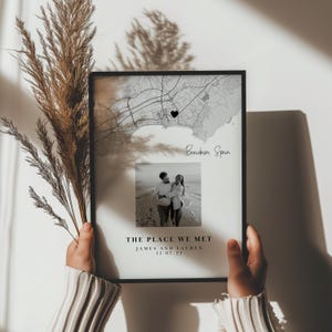 Cadeau personnalisé où nous nous sommes rencontrés pour la première fois, impression photo de carte personnalisée, anniversaire, couple, cadeau petit ami, premier rendez-vous amoureux, cadeau de mariage