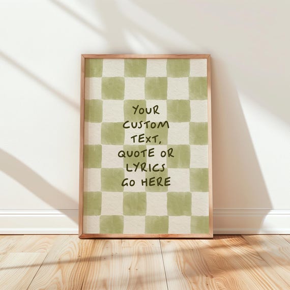 Custom Text Print, Checkerboard Wall Art, Personalised Quote Poster, Modern Wall Decor