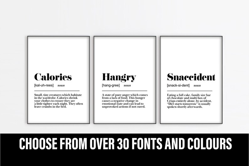 Set of 3 Kitchen Prints Wall Art Kitchen Dining Room Etsy