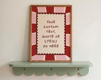 Personalised Text Print, Custom Song Lyrics Gift, Handwritten Style Quote Poster, Vintage Pattern Wall Art
