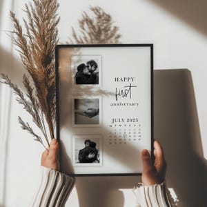 Personalised Anniversary Gift, Custom Photo Print with Calendar, Romantic Keepsake, Couple Wall Art, Gift for Him or Her