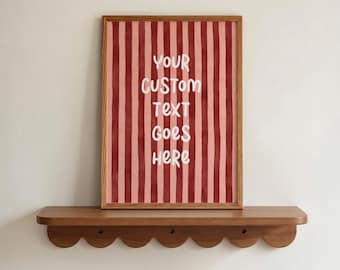 Personalised Text Print, Custom Wall Art, Colourful Striped or Checkerboard Design