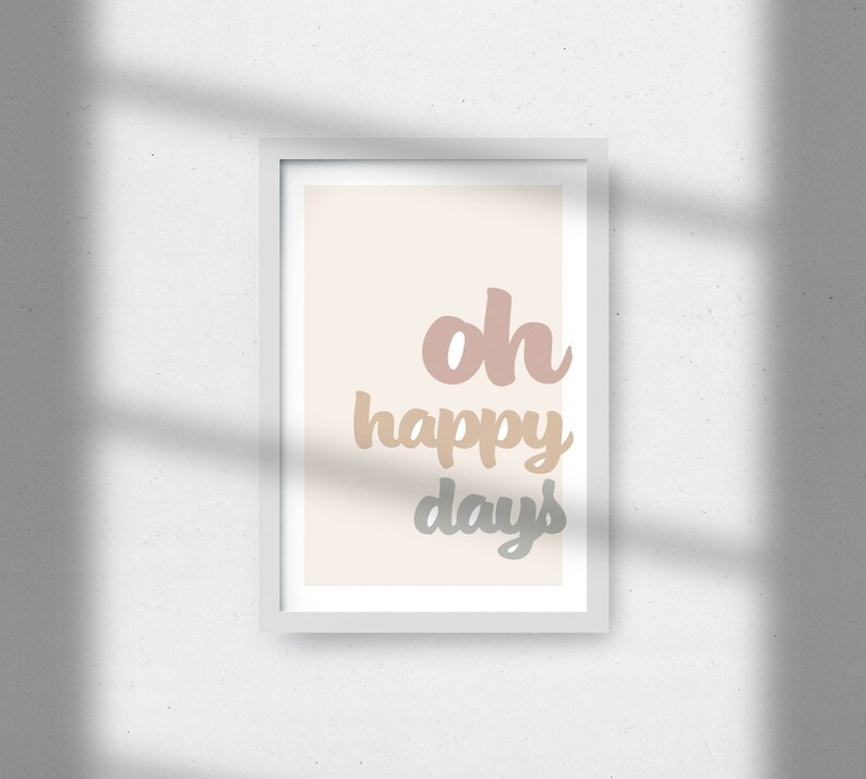 Oh Happy Days Boho Print Boho Wall Art Home Decor Quote Etsy UK