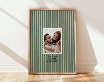 Couples Photo Custom Print - Personalised Stamp Poster - Engagement Anniversary Wedding Gifts - Wall Art Decor
