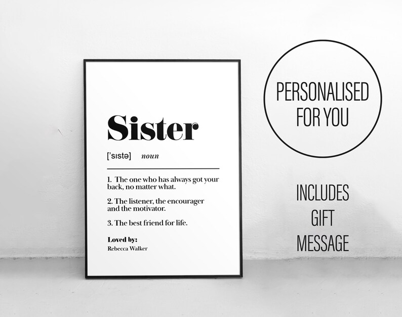 Personalised Sister Prints Gifts Sister Birthday Gift Etsy UK