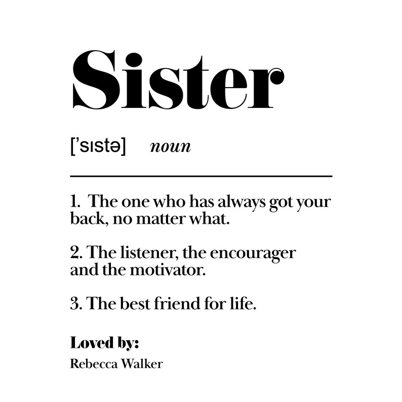 Personalised Sister Prints Gifts Sister Birthday Gift Etsy UK