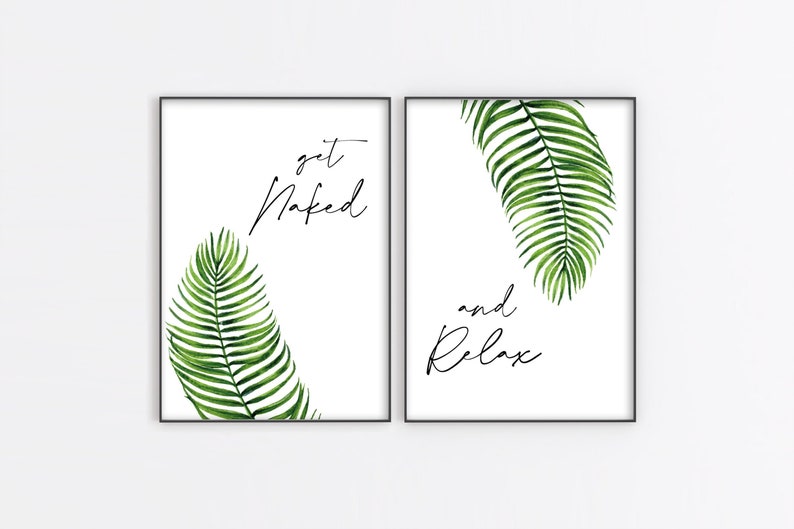 Botanical Bathroom Wall Art Prints Set of 2 Prints Tropical | Etsy