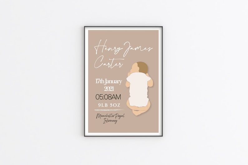 New Baby Gift Personalised New Baby Print Christening Gift Birth Details Print Birth Stats Nursery Decor Wall Art New Baby Boy Gift