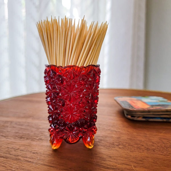 Amberina Toothpick Holder Etsy