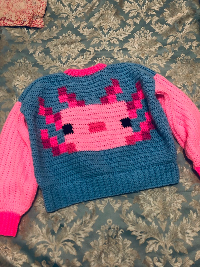 Pixel Axolotl Sweater Crochet Pattern image 6