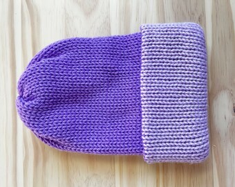 Handmade Knit Beanie Hat, Reversible