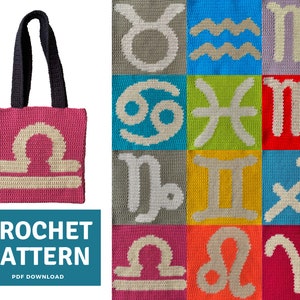 What's Your Sign Bag Pattern // Zodiac Sign Bag // Crochet Tote Bag // Crochet Pattern // Zodiac Gifts