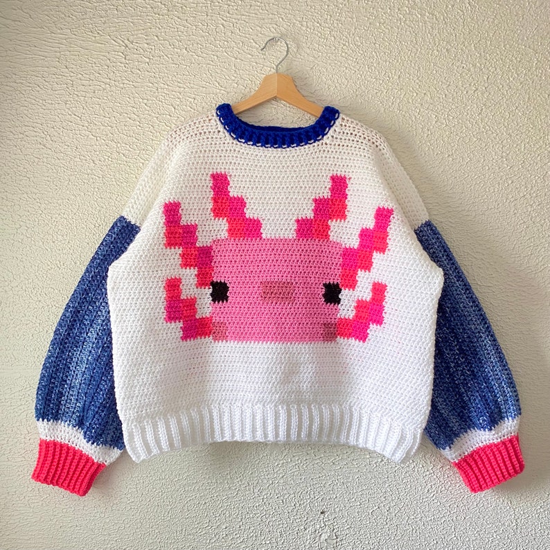 Pixel Axolotl Sweater Crochet Pattern image 9