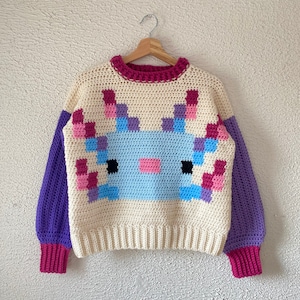 Pixel Axolotl Sweater Crochet Pattern image 2