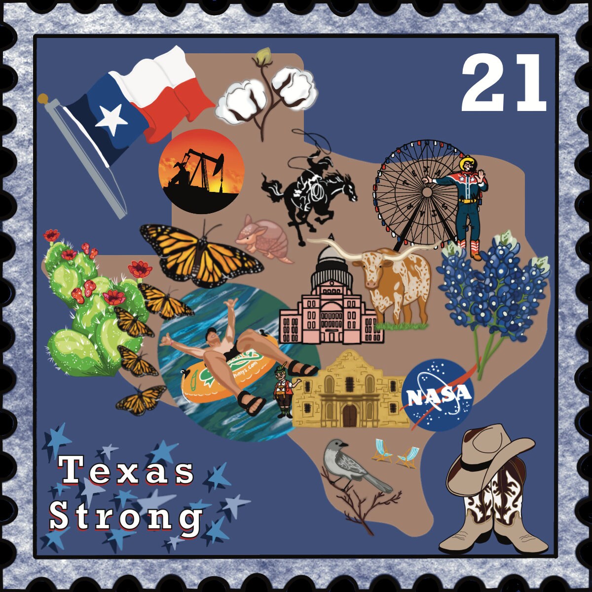 Texas Stamp Etsy