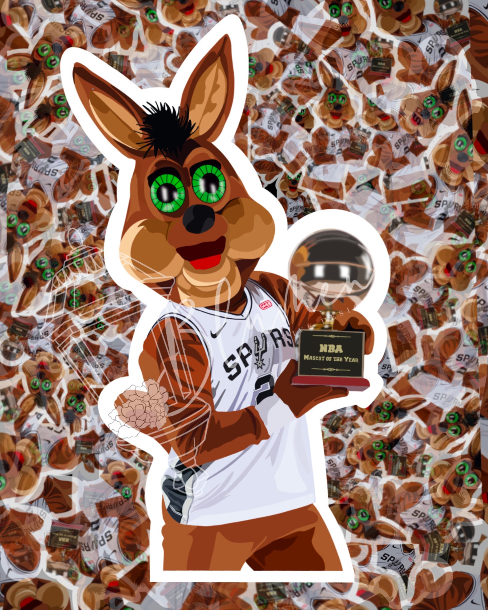 San Antonio Spurs Coyote Mascot of the Year Sticker Etsy