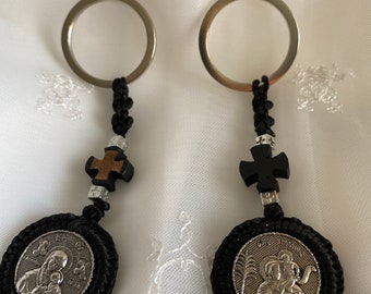 SALE - Orthodox Keychain, Panagia and St. Christopher, 2 sided