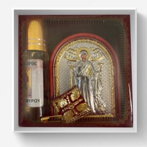 Panagia Icon Set, Small Icon with Cross and Holy Oil