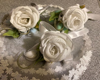 Organza Rose with 5 Koufeta (Jordan Almonds) Favor Holder, DIY, Fill Yourself, 2 Colors