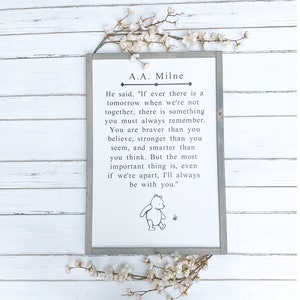 Winnie the Pooh Farmhouse Wood Sign, A.A Milne Nursery Decor, Nursery Wall Decor, Baby Shower Gift, Farmhouse Wall Decor, Kids Room Decor