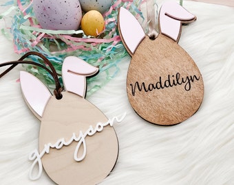 Easter Basket Tags, Easter Name Tags, Bunny Name Tag, Acrylic Easter Tag, Custom Easter Tags, Personalized Easter Tag, Egg Basket Tag